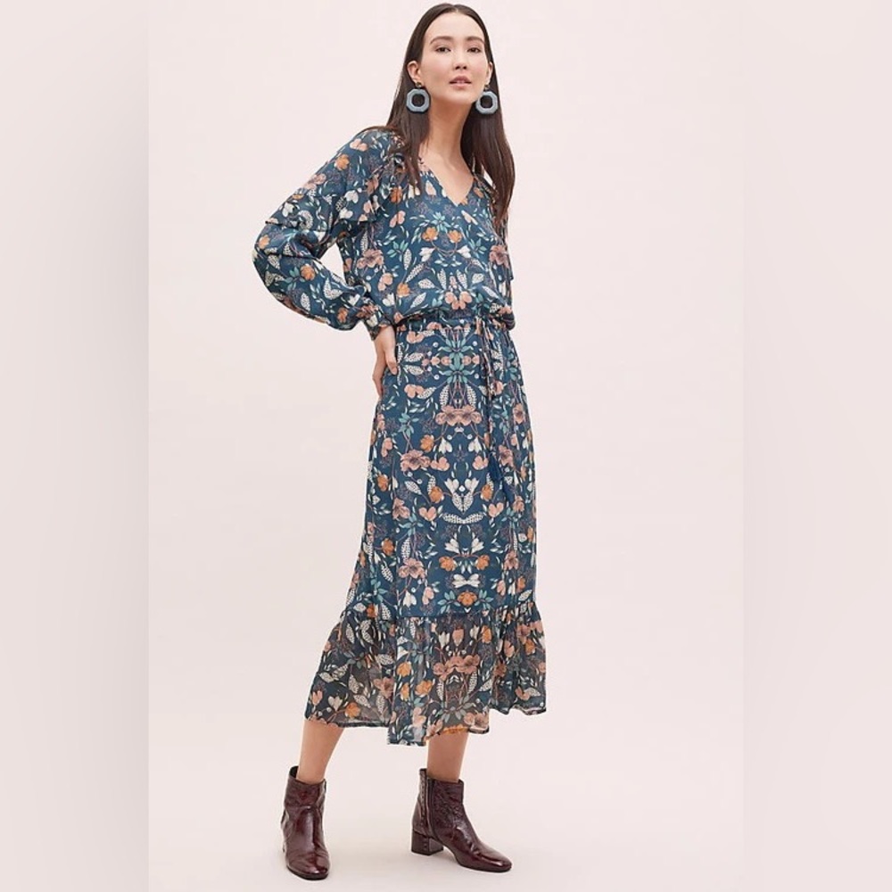Kachel Winter Floral-Print Maxi Dress